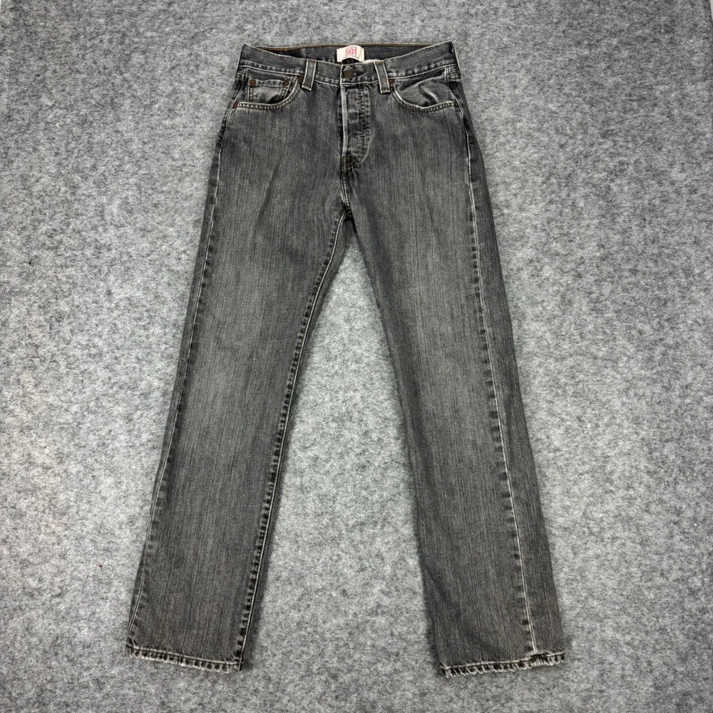 Levis 501 Mens Jeans Gray Straight Leg‎ Button Fly Denim Pants W30 L32 Y2K 2009
